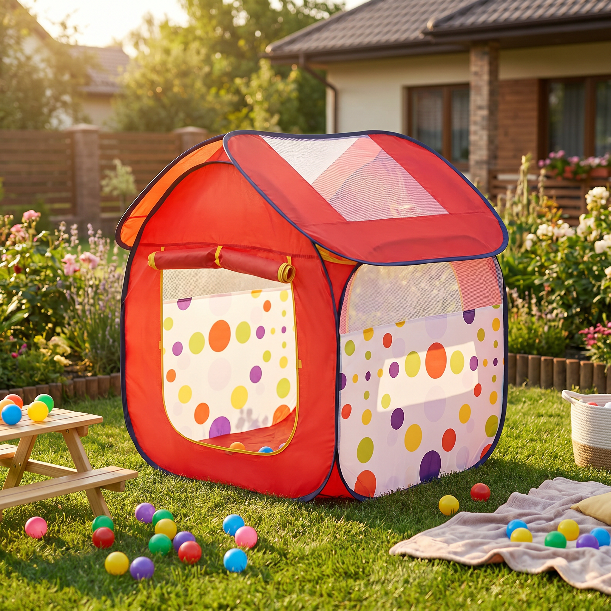 Ball Print Kureghor Tent House with 100 Balls For Kids.